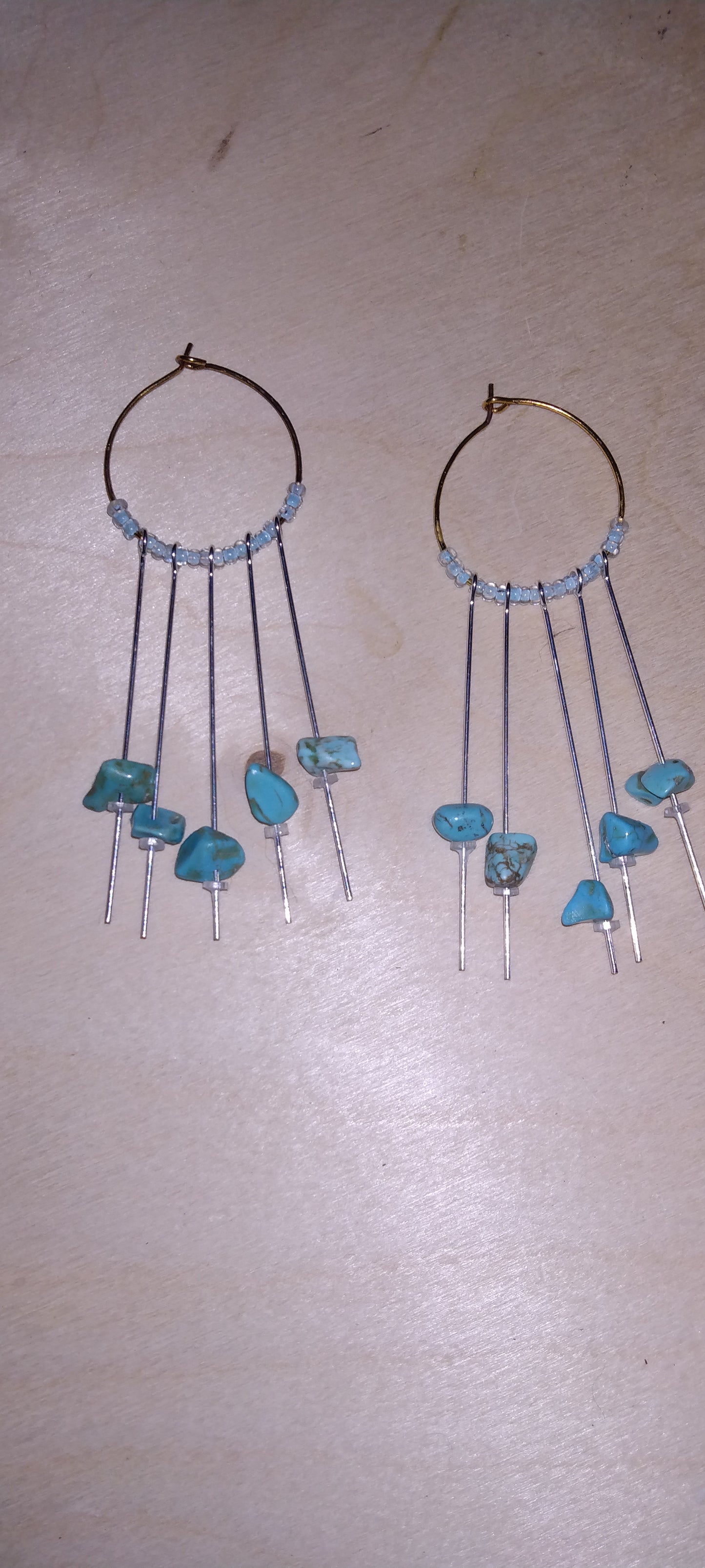Handmade beaded hoop earrings