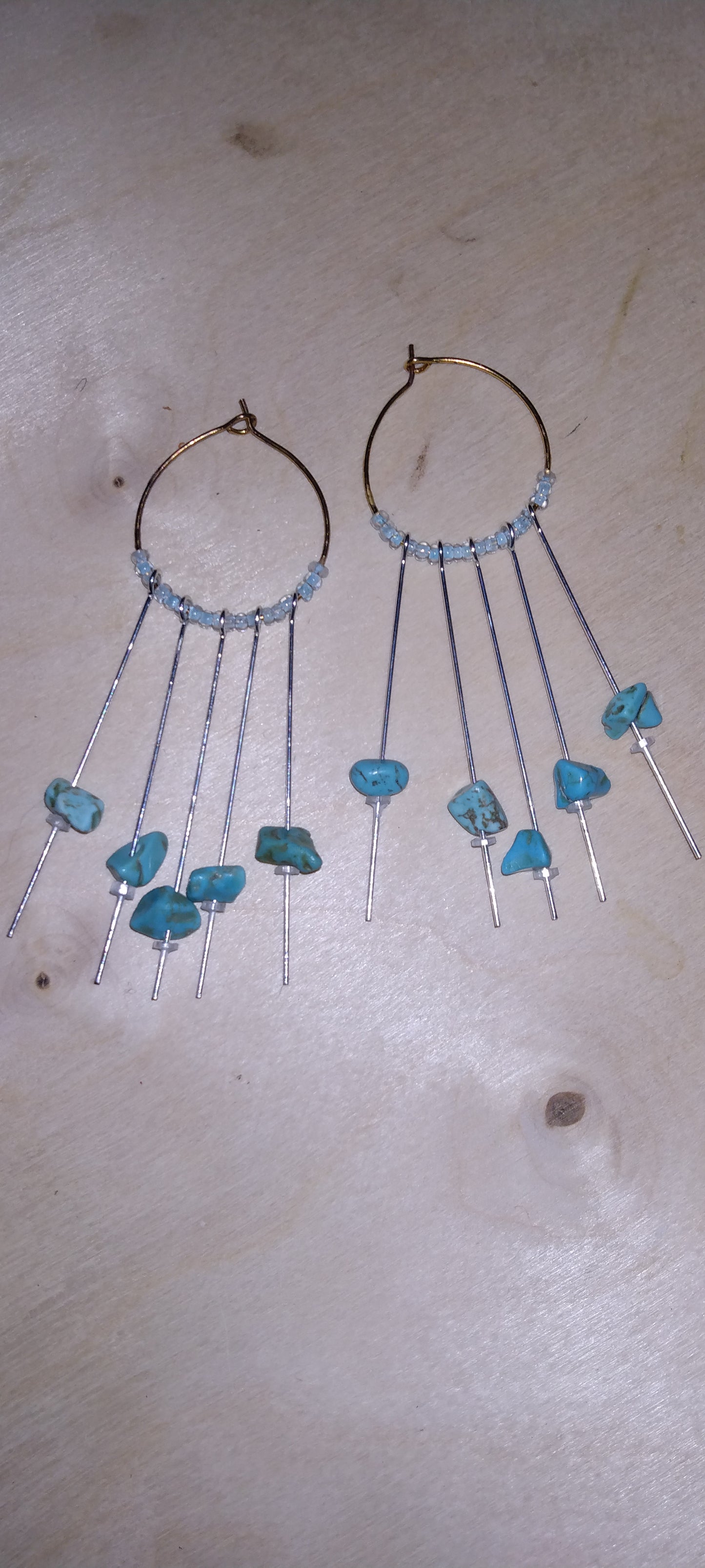 Handmade beaded hoop earrings
