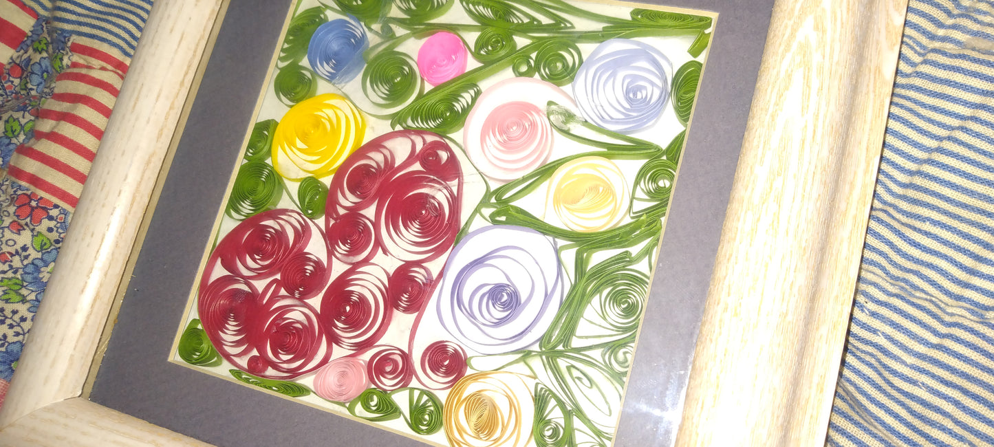 Handmade framed quilled flower picture