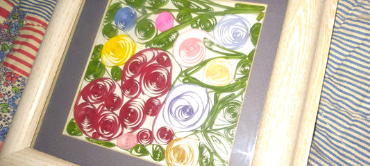 Handmade framed quilled flower picture