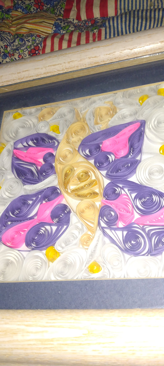 Handmade framed quilled butterfly picture