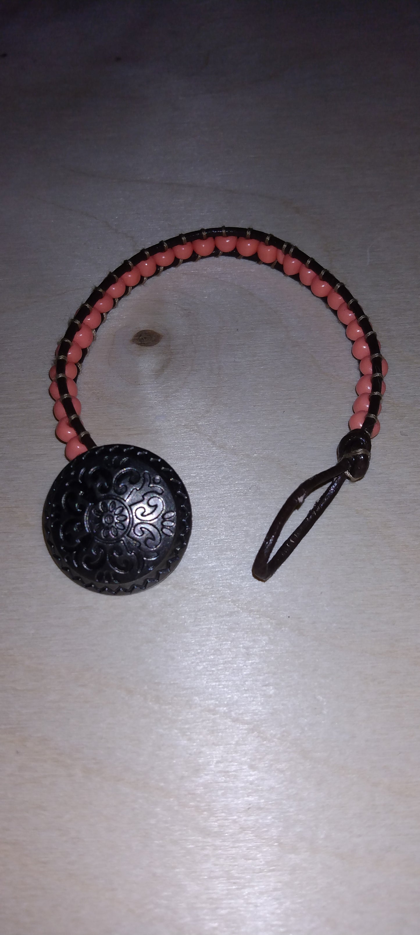 Handmade Leather beaded wrap bracelet
