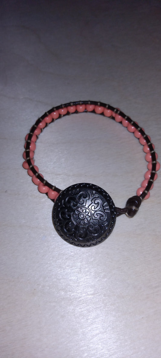Handmade Leather beaded wrap bracelet