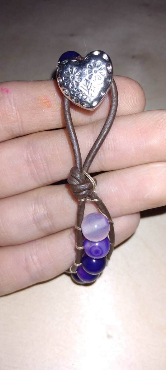 Handmade leather beaded wrap bracelet