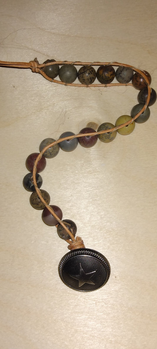 Handmade leather beaded wrap bracelet