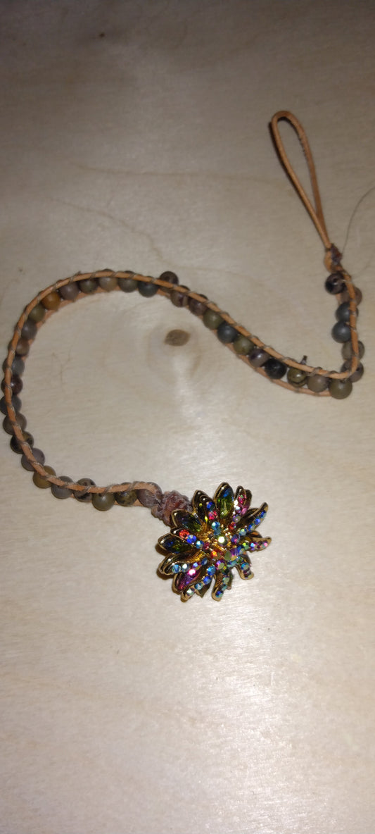 Handmade leather beaded wrap bracelet