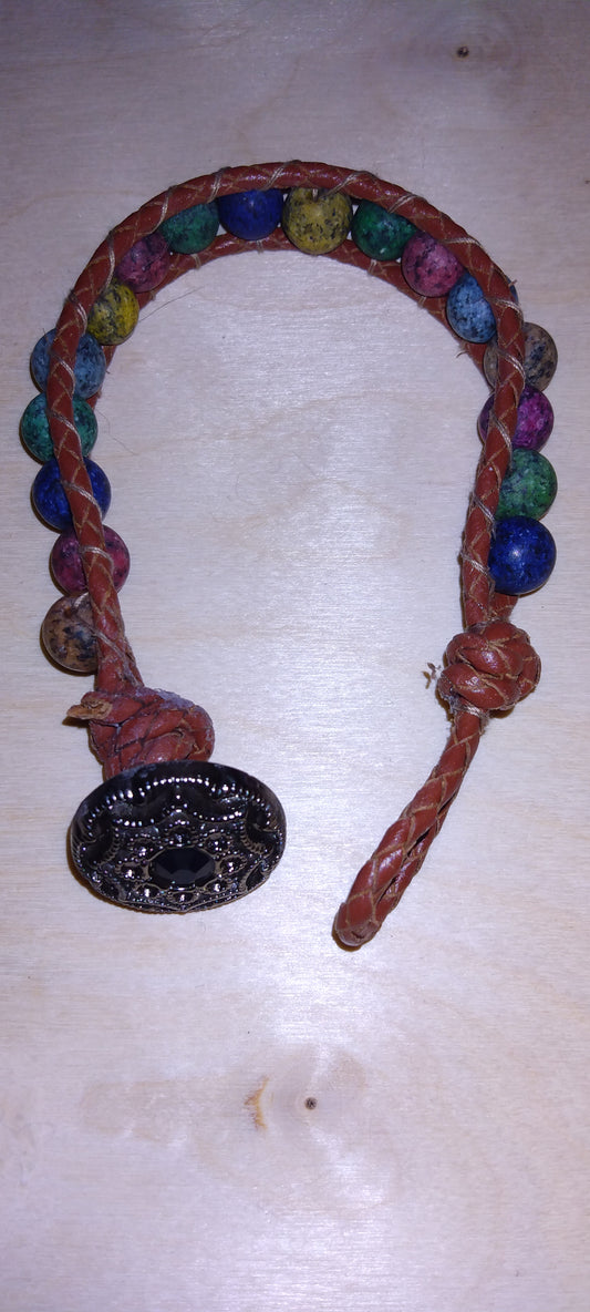 Handmade leather beaded wrap bracelet
